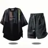Camiseta de Manga Corta para Hombre Traje de Verano Moderno Camisa de Manga Corta para Hombre Pantalones Cortos Casuales Sueltos Conjunto Deportivo de Dos Piezas