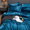 Juego de cuatro piezas de cama de seda simulada de verano 2m Cama de dormitorio de estudiante Funda de edredón Sábanas Ropa de cama Funda de almohada Una pieza Envío directo Funda de edredón