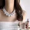 Collar Gargantilla Vintage Resistente con Perlas y Pedrería para Mujer, Cadena para Clavícula Estilo de Corte, Cadena para el Cuello Elegante de Lujo Ligero Tendencia