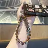 Cadena de Cristal con Cuentas Hecha a Mano para Teléfono Móvil de Celebridad de Internet para Mujeres, Llavero Exquisito y de Alta Gama Junta de Llavero Cadena Corta para Colgar el Teléfono Móvil en la Muñeca