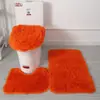 Set de Baño de Tres Piezas de Lana de Seda Felpudo Antideslizante para Baño Alfombra Aislante de Pelo Largo Combinación de Felpudos Transfronterizo