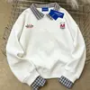 Sudadera Versátil de Dos Piezas Falsas con Cuello Polo para Mujer Otoño/Invierno 2025, Holgada Casual Estilo Coreano Chic Perezoso Tendencia Superior