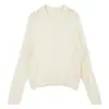 Suéter quente de tricô de lã de ovelha com lapela francesa de cashmere macio e aderente para mulheres, outono e inverno, caimento justo, peça interna para o trajeto do escritório, suéter de lã