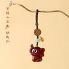 Talla de madera de sándalo rojo pequeño elefante de la suerte llavero colgante para coche personalizado creativo lindo elefante cadena para teléfono móvil adornos para bolso hombres y mujeres