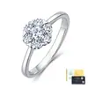 Anillo clásico de racimo floral de plata S925 con moissanita, piedra principal de color de alto fuego, diseño único y no convencional