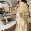 Pijama de Coral Fleece para Mujer, Set de Dos Piezas Engrosado Cálido para Otoño e Invierno, Conjunto de Cardigan de Franela, Se Puede Usar Afuera, Ropa de Casa para Mujer