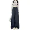 Pantalones vaqueros de pierna ancha y cintura alta estilo americano para mujer, primavera y otoño, nuevos, retro, de talla grande, para chica gordita, holgados y ajustados.