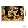 Fornecimento exclusivo transfronteiriço de fundo de banner de contagem regressiva de Ano Novo preto e dourado feito de tecido de poliéster 100D para decoração de atmosfera festiva de festa