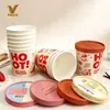 Copo de Papel Descartável de Camada Única para Sorvete 16oz 500ml Pode Ser Personalizado com Impressão e Copo de Sorvete Espessado Pode Ser Equipado com Tampa de Papel