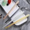 Palillos planos de acero inoxidable 304 macizos, antideslizantes y resistentes a las quemaduras, para uso doméstico, ideal para restaurantes y hoteles.