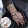 Pulsera Retro de Plata S925 estilo Coreano Vid Pesada Industria Estrella de Cinco Puntas Cruz Patrón Oscuro Pulsera Creativa de Moda