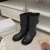 Hebilla de Cinturón Estilo Coreano de Nicho Botas de Caballero hasta Media Pantorrilla para Mujer 2026 Otoño Nuevas Botas Martin Retro Desgastadas con Punta Redonda y Tacón Grueso