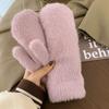 Guantes de Pelo de Conejo de Imitación para Mujer con Forro Polar Peludo Leche Invierno Cálido Grueso Multifinger Estudiantes Ciclismo Frío