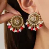 Pendientes Clásicos Étnicos de Flor de Diamante con Borla y Perla para Mujer Estilo Bohemio de Viaje Vacacional Pendientes Personalizados Joyería