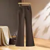 Jeans Acampanados de Moda Color Café Moca para Mujer, Novedad Otoño 2026 Pantalones Acampanados de Cintura Alta Ajustados