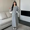 Ropa de Maternidad Mismo Estilo que Celebridad de Internet 2025 Otoño e Invierno Nuevo Suéter Grueso de Piel con Mangas de Campana Falda Traje Elegante