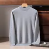 Nuevo Suéter de Cachemira de Color Sólido para Hombre Otoño/Invierno 2026 Suéter de Punto Casual con Cuello de Cuello Alto Doble Capa Camisa Base