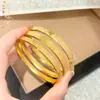 Joia de Areia Dourada Estilo Loja de Ouro, Pulseira Brilhante da Paz e Boa Sorte, Pulseira de Ouro Rosa com Símbolo da Boa Sorte, Mesma Cor por Dentro e por Fora