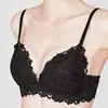 Ropa Interior Curiosa Estilo Francés para Mujer, Copa Fina, Copa de Triángulo Sexy de Encaje, Minimizador de Busto Grande, Push-Up, Conjunto de Sujetador sin Varillas