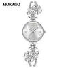 Mokago Douyin Popular Reloj Violeta para Mujer de Aleación de Alta Gama Resistente al Agua Reloj de Cuarzo con Pulsera de Flor de Diamante