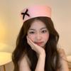Lindo gorro de marinero rosa con lazo, gorro volcado, boina JK de verano para chica dulce coreana, gorro de enfermera Lolita