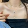 Collar de perlas con doble borla, diseño de nicho femenino, colgante de camelia con sentido del sentido, cadena de clavícula, cadena de cuello de temperamento alto