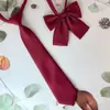 Corbata JK de Color Sólido para Mujer Sin Sarga Básica para Camisa Escolar Combinable Corbata Lazo Rojo Vino Café