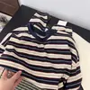 Camiseta de Manga Larga a Rayas con Cuello Redondo Estilo Coreano 2026 para Mujer, Corte Holgado, Adelgazante, Top Versátil, Camiseta Base a Rayas para Mujer