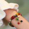 Pulseira Elegante de Luxo Leve Colorida Pedra Natural Chinesa Étnica Lótus Ruyi Estilo Nacional Pulseira Melhor Amigo Joia