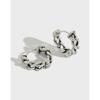 AE1204 Brincos de prata elegantes estilo coreano, design de corrente retrô desgastado e distinto, brincos de prata esterlina S925 com fivela de orelha