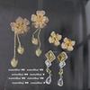 Pendientes de cristal amarillo huevo chapados en oro de 18 quilates con ocho corazones y ocho flechas, pendientes de flor de circón con diamantes.