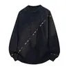 Moletom Bordado Tie-Dye Americano Masculino Outono 2026 Novo Solto Casual Gola Redonda Manga Longa Camiseta Design Moderno Top