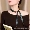 Bufanda de Seda con Perlas de Moda Retro de Nicho Conjunto Elegante de Suéter y Camisa Accesorios Cinta Bufanda Estilo Coreano Chic