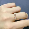 Anillo de ópalo puro natural ultrabello lleno de plata de ley S925 incrustado con piedra principal de ópalo natural 3x 4 mm zona minera
