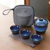 Conjunto de Viagem de Xícara de Chá Tianmu Esmaltada Escovada Transformada em Forno Conjunto de Chá para Exterior Uso Doméstico Bule Xícara de Chá Kung Fu Chá