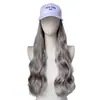 Comercio exterior transfronterizo Gorra Peluca gorra de béisbol peluca peinado integrado mujeres africanas cabello largo rizado gris plateado accesorio para la cabeza