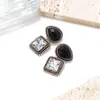 Pendientes de Aleación Geométricos de Vidrio para Estilo de Lujo Exagerado Accesible Pendientes Geométricos Retro de Alta Gama Transfronterizos para Mujer