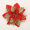 Cabeça de flor de Natal simulação folha de bordo cabeça de flor de Natal flor rosa dourada decoração de guirlanda de árvore de Natal oca poinsétia cabeça de flor