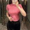 Venta al por mayor transfronteriza de camiseta corta de estilo de deseo puro, de moda y multicolor, con cuello medio alto y manga corta, corte ajustado