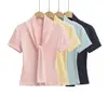 Camiseta informal de verano para mujer 2025, diseño simple estilo chal, corte ajustado, con corbata al frente, efecto en capas, top elegante y minimalista al por mayor