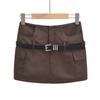 Otoño e invierno de chica europea y americana popular Nuevo diseño europeo y americano para mujer con sentido de diseño de chica popular falda de cadera con falda de cinturón