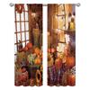 Cortina sin perforaciones con diseño de calabaza y girasol para decoración de ventanas de dormitorio, estudio y sala de estar, 2 unidades