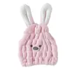 Tela de Terciopelo de Coral de Dibujos Animados Gorro Secador de Pelo de Dibujos Animados Secado Rápido Orejas de Conejo Absorbente de Agua Grosor para Niños Gorro de Ducha Fabricante Venta al por Mayor