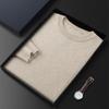 Suéter de Cachemira de Color Puro con Cuello Redondo para Hombre 2024 Otoño e Invierno Nuevo Jersey Versátil Suéter Business Casual Tejido para Usar Debajo