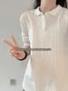 Camiseta de manga larga texturizada estilo "old money" para hombre, sudadera americana de alta gama para otoño, polo de punto de corte limpio.