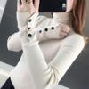 Exportação comércio exterior 2021 outono e inverno Novo slim manga longa felpudo gola alta tricô camisa base Suéter feminino interior feminino maré