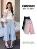 Calças cropped de cintura alta e perna larga, relaxadas e casuais, para mulheres, estilo coreano de verão, versáteis, afuniladas, fluidas, casuais, retas