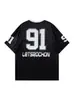 Jersey Retro Americano con Cuello en V para Hombre y Mujer, Camiseta de Verano Holgada de Manga Corta, Top Deportivo Transpirable de Media Manga de Moda para Pareja