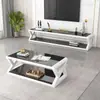 Gabinete de TV para Sala de Estar Vidro Temperado Gabinete de Sala de Estar Simples Moderno Mesa de Centro Combinação de Gabinete de TV Mesa de Centro de Ferro Forjado