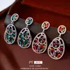 Pendientes Colgantes Huecos Ovalados de Circonita Aguja de Plata Pendientes Vintage de Lujo Ligero Pendientes Exquisitos Versátiles para Mujer